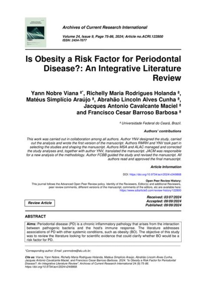 Is obesity a risk factor for periodontal disease