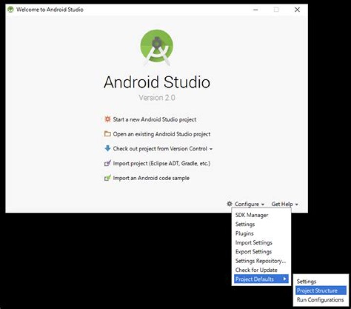 Where is configure in Android Studio